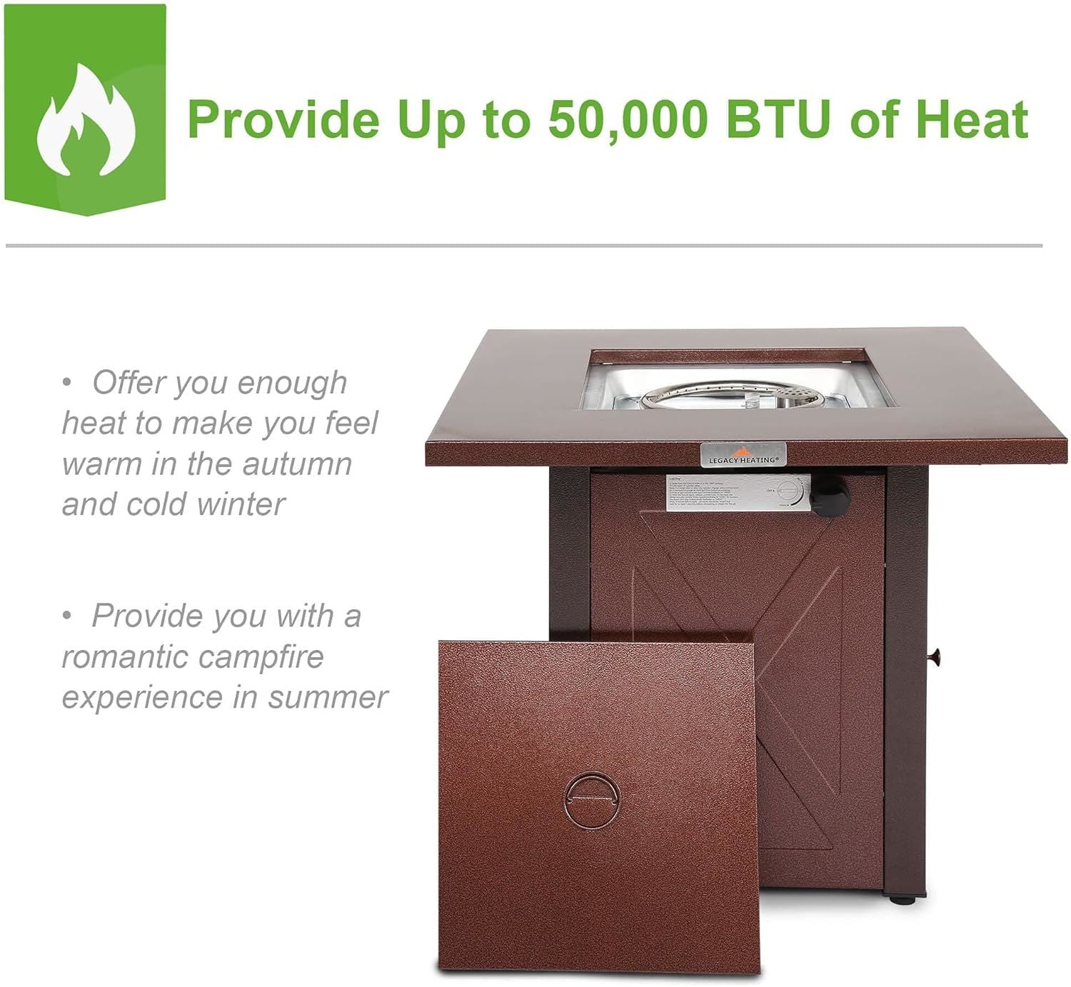 LEGACY HEATING Propane Fire Pit Table Doba